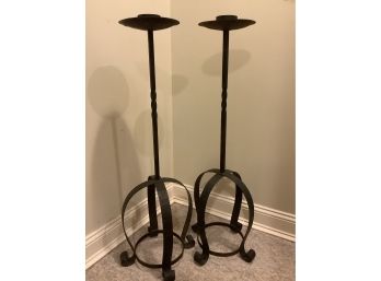 Antique 39  Inch Wrought Iron Candlestick Holders