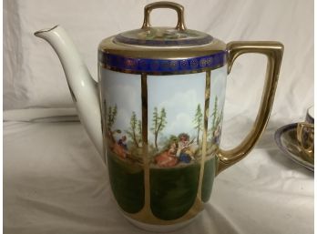 Antique Porcelain Hand Painted Teapot From Czech Republic