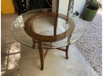 Crate & Barrel Round Glass Top Table