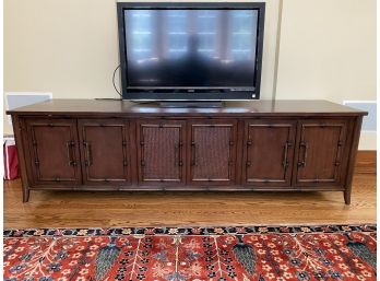 Gumps Long Walnut Bamboo Accent Media Credenza (TV & Contents Not Included)