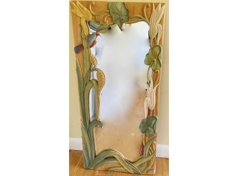 Mirror With Flowers In Wood
