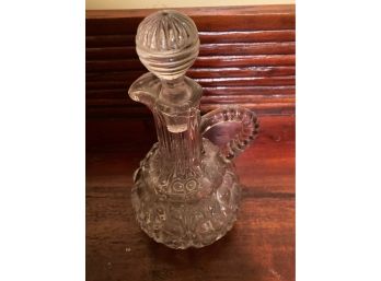 Vintage Early American Cruet With Glass Stopper