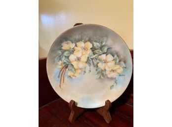 Artist Signed French Limoges Haviland Small Floral Cabinet Plate - Yellow Flowers