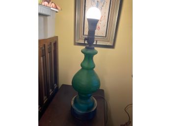 Vintage Green Stretch Glass Table Lamp (No Shade)