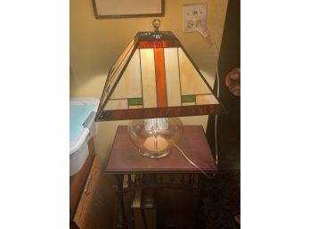 Table Lamp With Beautiful Vintage Tiffany Style Stained Glass Shade