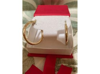 14K Gold Florentine Style Hoop Earrings