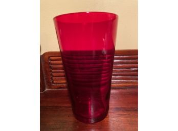 Vintage Ruby Red Vase (rings Like Crystal)