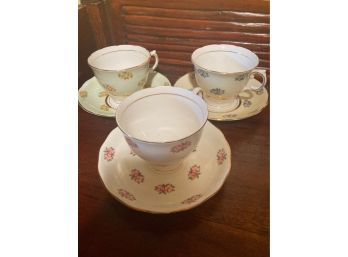 Vintage Assorted Colclough Bone China Floral Teacup And Saucers (3)