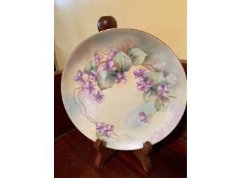 Artist Signed French Limoges Haviland Small Floral Cabinet Plate - Violets