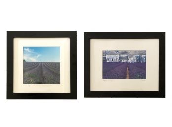 Pair Of Fine Art Provence France Lavender Field Photographic Prints By Ron Lake, Signed