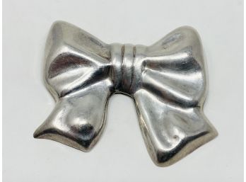 Large Vintage Sterling Silver Bow Brooch/pendant Mexico