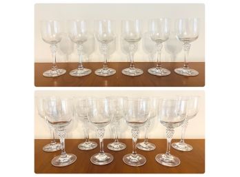 Vintage Wine Glasses With Beaded Stem Embellishments -15 Piece
