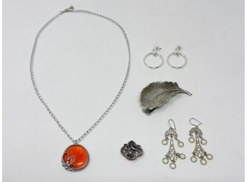Mixed Collection Of Silver Tone Jewelry