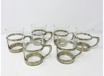 BMF Germany Silver Plate Coffee Cups With Glass Inserts