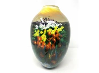 Shawn Messenger Handblown Art Vase, Signed