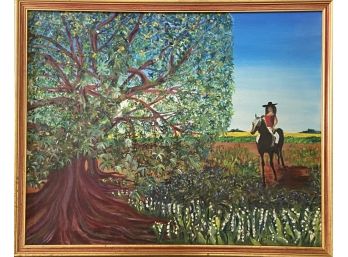 Framed Painting - Landscape With A Woman On Horseback