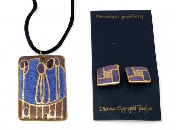 Pendant Necklace And Diana Cyngell Taylor Porcelain Earrings