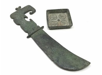 Unusual Metal Dagger And Dish