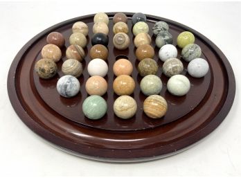 Vintage Solitaire Game With Great Variety Of Marbles