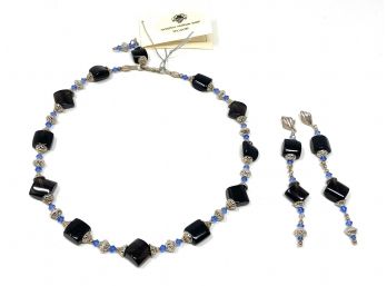 Sterling Silver And Smoky Quartz Necklace And Earring Set