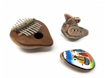 Trio Of World Instruments: Argentine Kalimba And Two Ocarina Wind Instruments