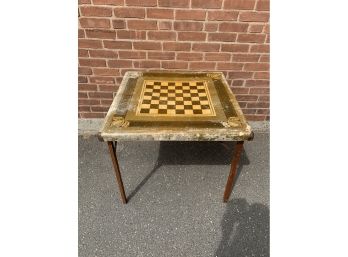 Vintage Checkerboard Folding Game Table