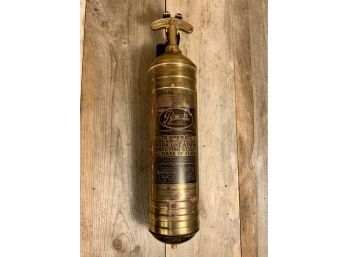 Antique Brass Pyrene Fire Extinguisher With Wall Bracket