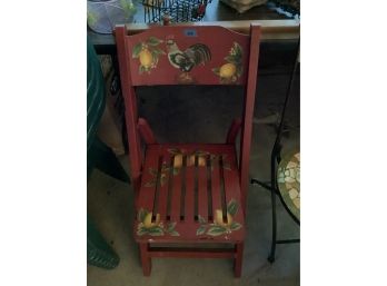 606, Red Rooster Folding Chair, French, Another By Separate Auction Item