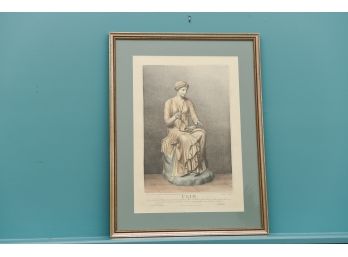 Clio The Greek Muse Large Hand Colored Engraving