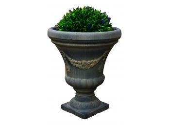 Lightweight Plastic Urn With A Faux Floral Arrangement