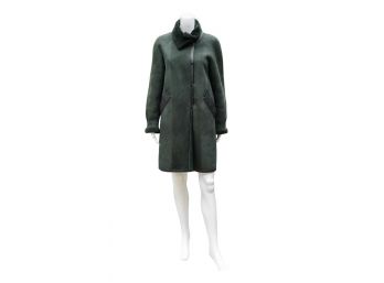 Fabulous Shearling Coat With Cuffed Sleeves And Leather Trim
