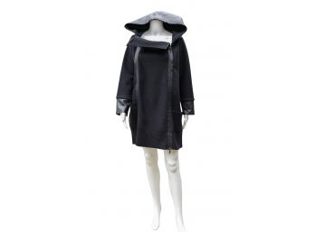 Oblique Virgin Wool And Butter-soft Leather Hooded Coat (Size Medium)
