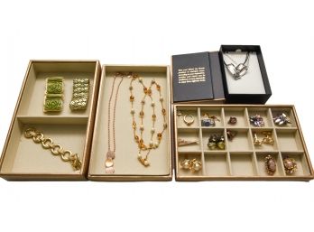Assortment Of Jewelry And Jewelry Storage Box