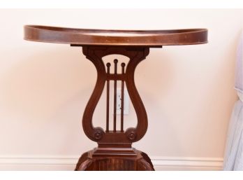 Vintage Harp Shaped Oval Mahogany Table With Brass Paw Feet