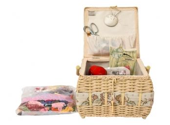 Sewing Kit Basket And Tools