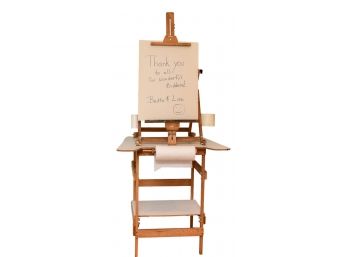 Wooden Art Easel With Paper Towel Holder And Bottom Storage Shelf