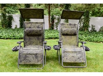 Pair Of Bliss Folding Gravity Chair Hammocks With Drink Holders