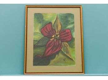 Framed Signed Madi Painting Of A Flower