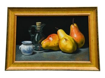 Framed Signed Chapko Oil On Board Titled 'Three Pears' (RETAIL $1,450)