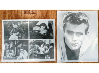Two Hollywood Photos With James Dean.  Headshot Is Signed - Not Certified Original Authentic
