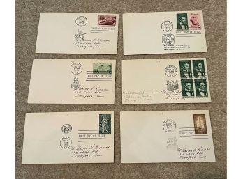 6 Vintage Envelopes, First Day Of Issue, Stamped 1958, 1959