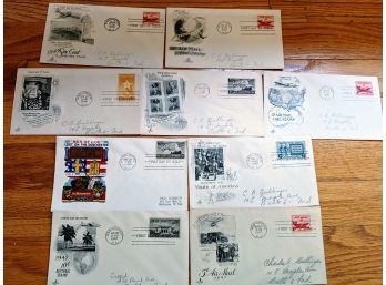 9 Vintage Envelopes, First Day Of Issue, Stamped 1947, 1948 & 1949,