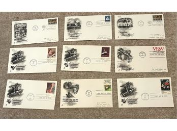 9 Vintage Envelopes, First Day Of Issue, Stamped 1974