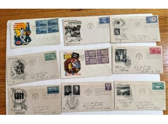 9 First Day Of Issue 1952 Stamps And Envelopes
