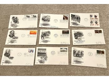 9 Vintage Envelopes, First Day Of Issue, Stamped 1972, 1975
