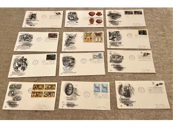 12 Vintage Envelopes, First Day Of Issue, Stamped 1972, 1977