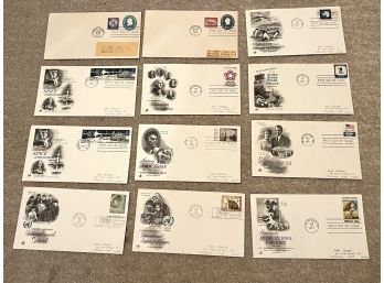 12 Vintage Envelopes, First Day Of Issue, Stamped 1960 & 1971