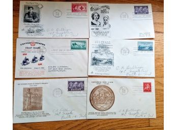 6 Vintage Envelopes, First Day Of Issue,
