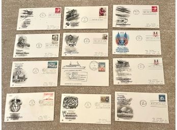 12 Vintage Envelopes, First Day Of Issue, Stamped 1973 & 1974