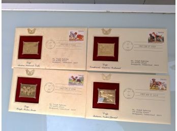Lot Of 4 Collectable Gold Stamp Replica First Day Of Issue Stamps